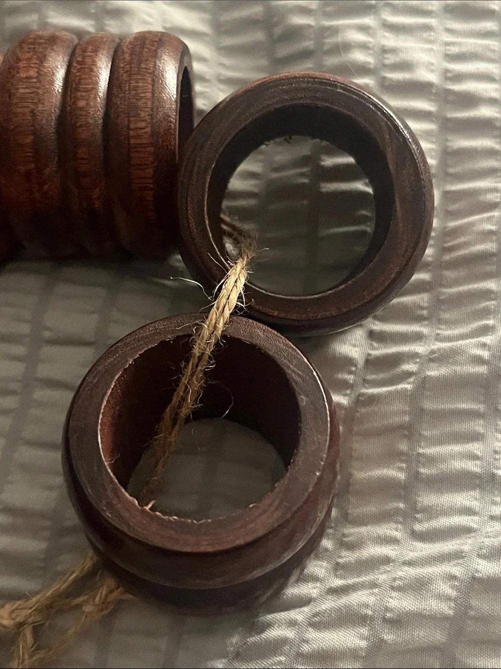 Napkin Rings Solid Wood VTG Set of 8 | Made in Taiwan R.O.C. Rustic Table Deco